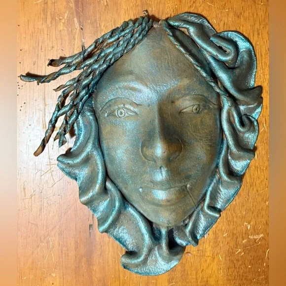 Handcrafted Leather Face mask with headwrap,showing a unique artistic style. - Picture 3 of 7